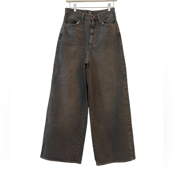 BDG Urban Outfitters Washed Black A-WIDE LEG  high Rise grunge baggy Jeans SZ 28 - Picture 2 of 7